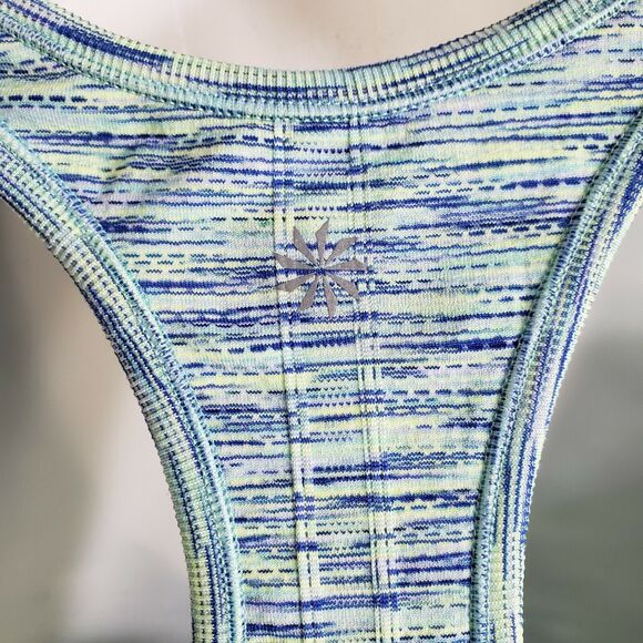 Athleta Womens Tank Top Medium Fastest Track Mint/Blue Space Dye Athletic Ruched - Picture 7 of 8